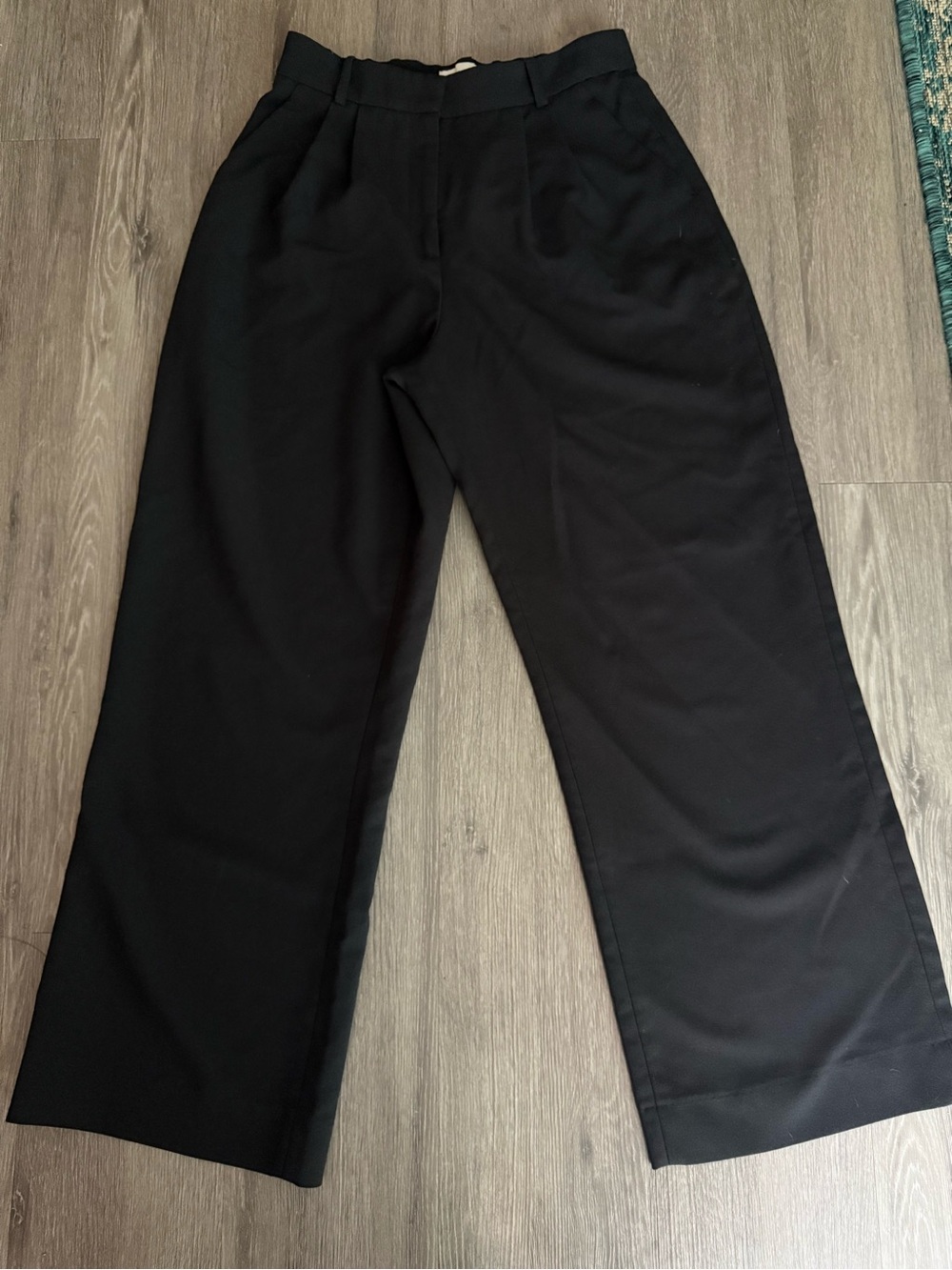 Abercrombie & Fitch Black Salone Pleated Wide-Leg Trousers Officewear